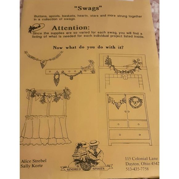 Kindred Spirits crafts pattern decorative swags sewing holiday uncut - Picture 2 of 3
